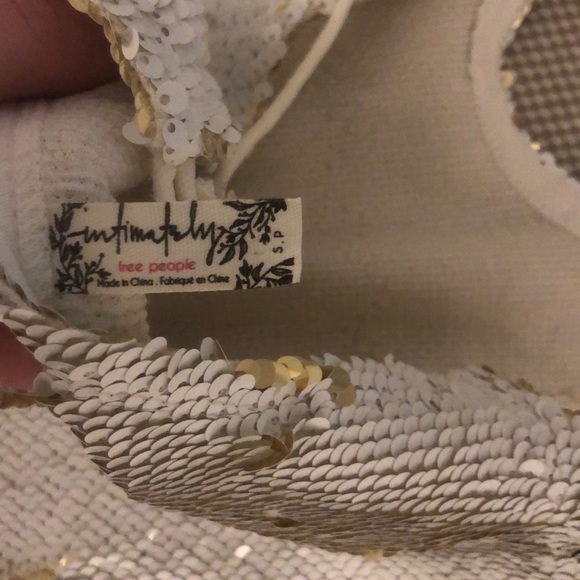 Free People White Gold Ivory Sequin Dress - Picture 6 of 6